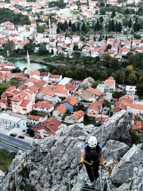 From Mostar: Via Ferrata Hum Climbing Experience - The climb, with Mostar below