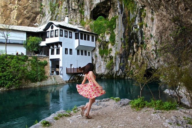 Sarajevo to Dubrovnik: One-Way Tour via Mostar, Kravica Falls, Blagaj & Pocitelj - Blagaj tekija and lunch beside the Buna River